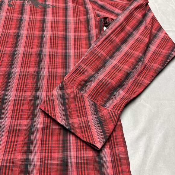 Mark Ecko Y2K Red/Black Plaid Casual Button Down 100% Cotton Long Sleeve SZ XXL - Picture 12 of 16